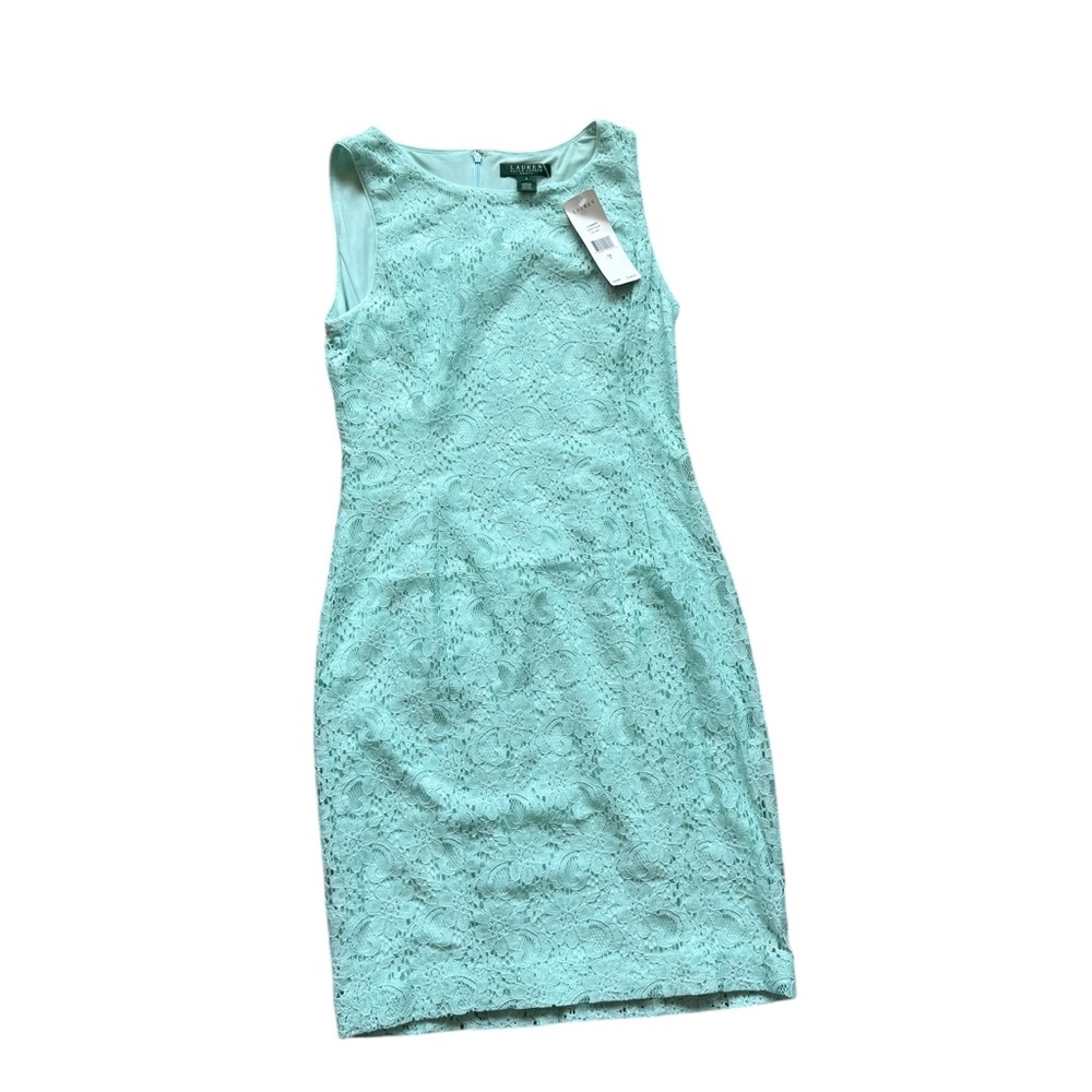 NWT Lauren Ralph Lauren Green Lace Sleeveless Dress